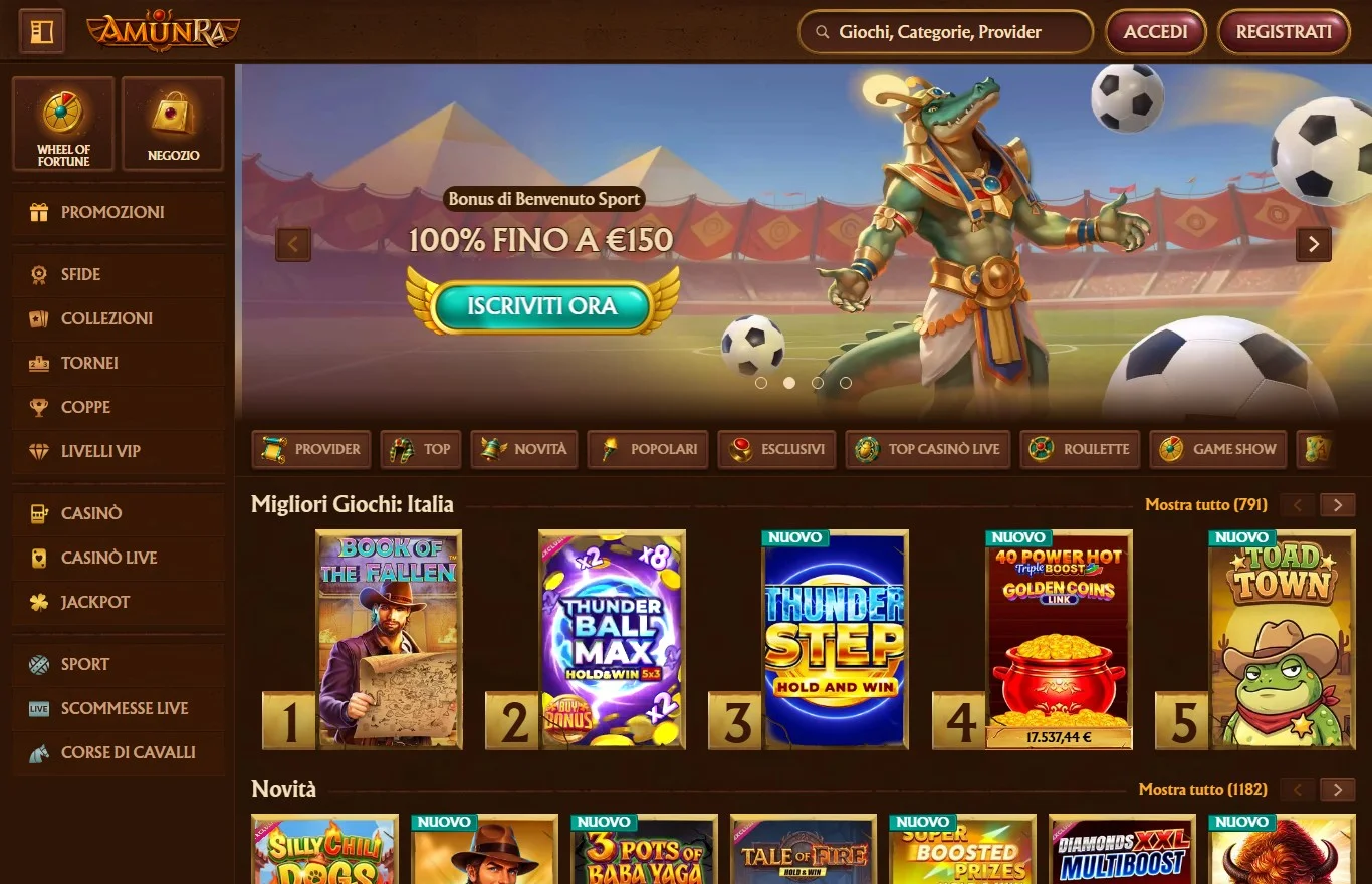 casino astropay: la homepage del casinò AmunRa
