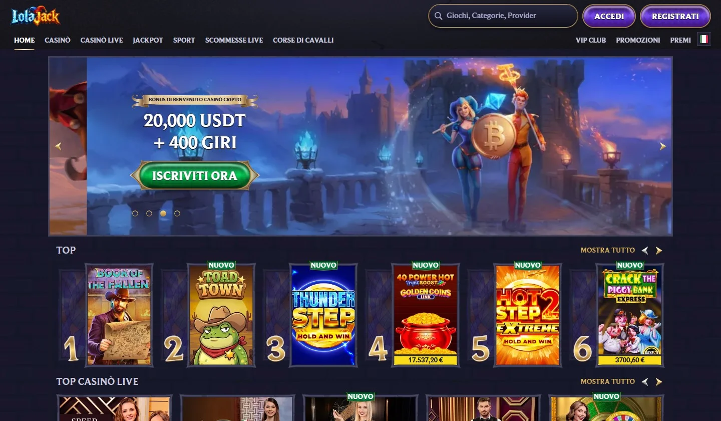 casino non aams che accettano astropay: la lobby di LolaJack